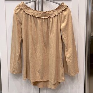 COLLEEN LOPEZ Women's Tan Off-Shoulder Top